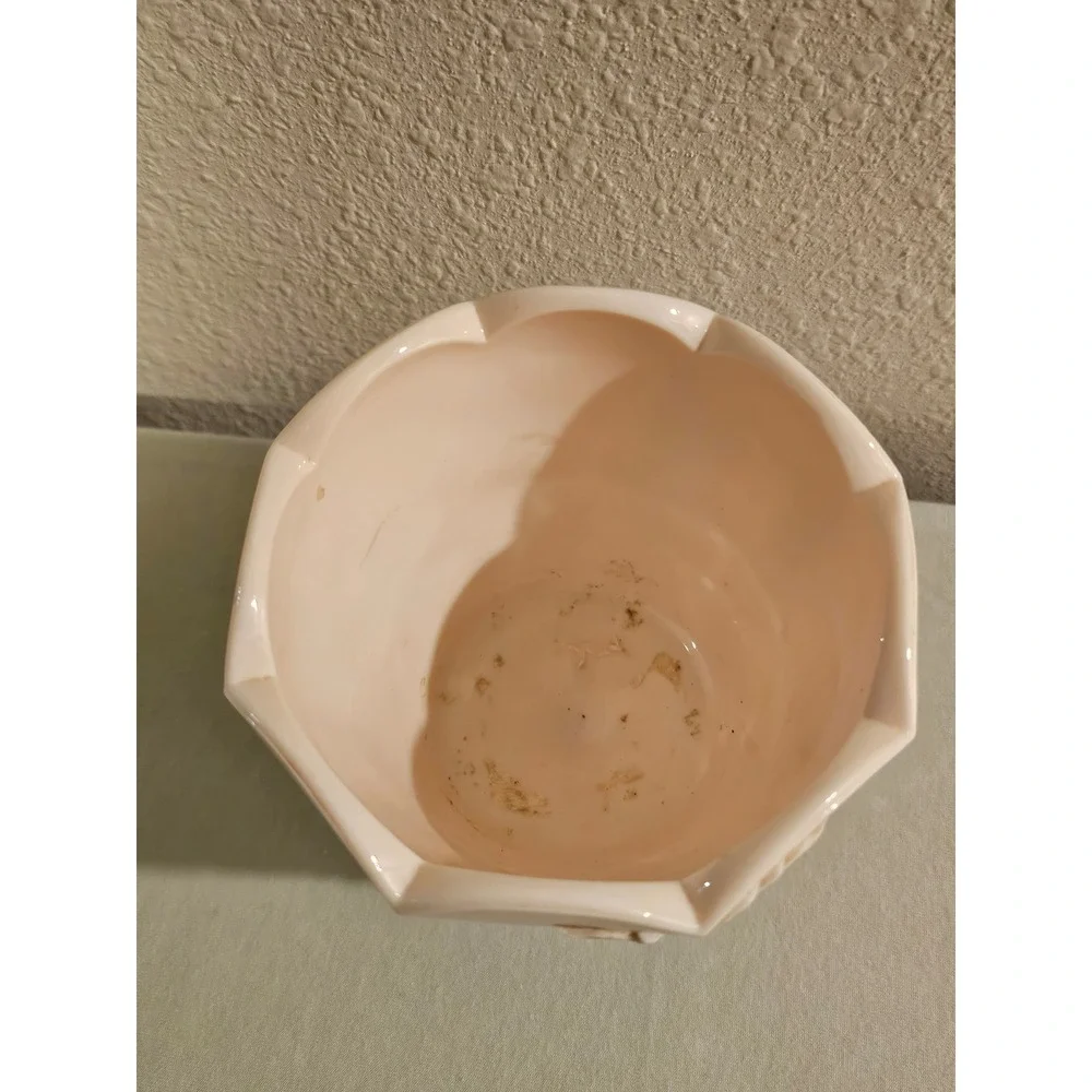 Napco Ceramics Pink Milk Glass Style Footed Planter Grape Motif Cleveland Ohio